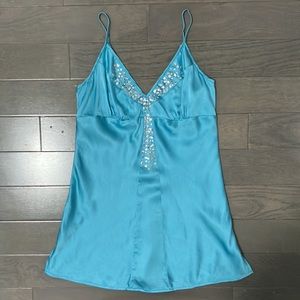 Y2K Vintage Express Sequin Silk Blend Tank Top Size XS